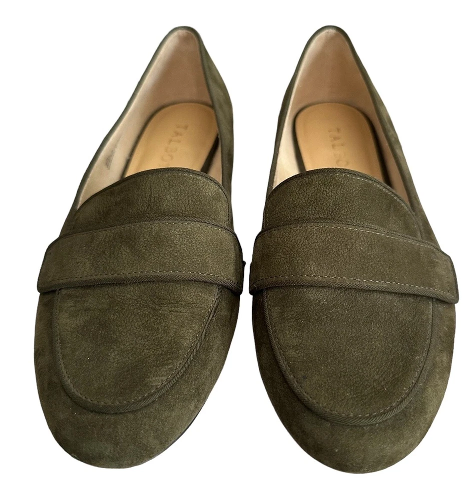Mocasín sin cordones Talbots para mujer verde oliva gamuza cuero sin usar, en caja talla 7M Foto 2 de 4