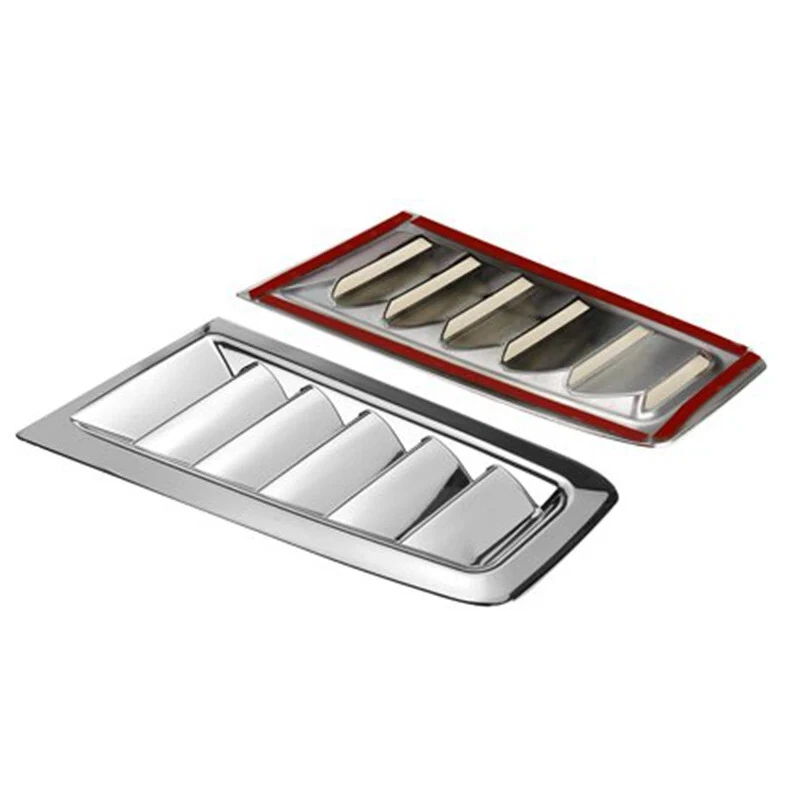 2Pc Universal Chrome Car Air Flow Intake Hood Scoop Bonnet Vent Decorative Cover Foto 3 de 4