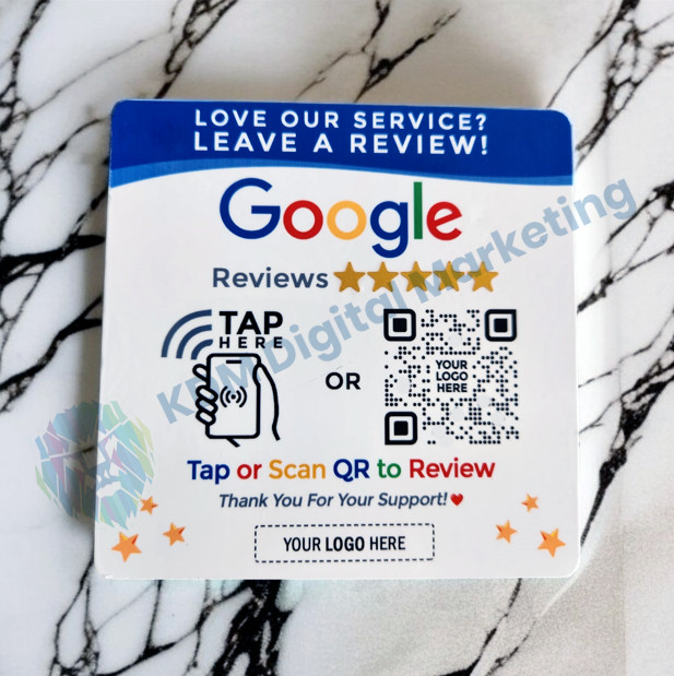 TapjetPro Custom Logo Google Review Tap Plate | XL Display Sign | NFC + QR Code