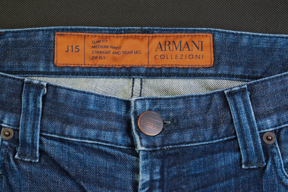 Armani Jeans Hose 315 Collezioni Fit Pant Denim Straight Italia Fashion Blau 36 - Bild 4 von 4