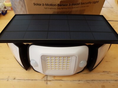 3-Head Portable LED Solar PIR Motion Sensor Wall Light Split Panel Security Lamp