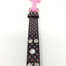 Girls Belt Black Pink Glitter Stars Rivets Rhinestones Medium Large New