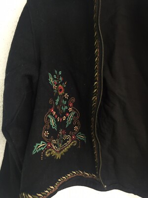 Life Style Wool Black Embroidered Jacket Womens Size S | eBay