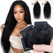 Yaki/Kinky Straight Invisible Tape In Real Remy Human Hair Extensions Skin Weft