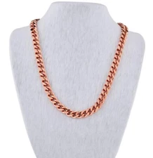 Pure Solid Copper Cuban Chain Necklace Curb Link Rider Arthritis Necklace