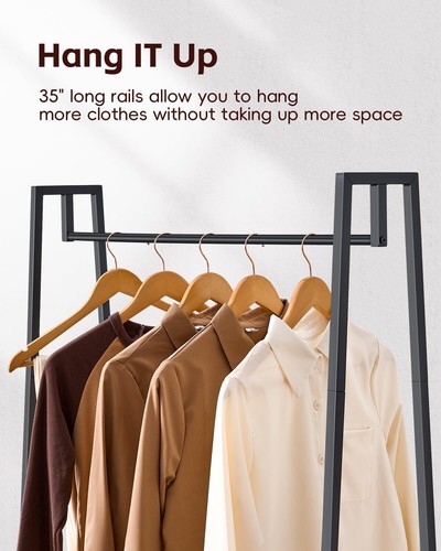 Heavy Duty Clothing Rack Garment Metal Standing Hanging Shoe Storage Shelf Brown - Picture 7 of 14