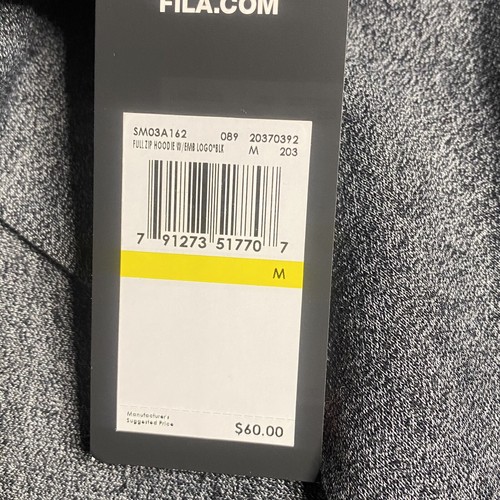 FILA Hoodie Herren Full-Zip Logo Fleece Colorblock Jacke grau weiß Größe M - Bild 3 von 3
