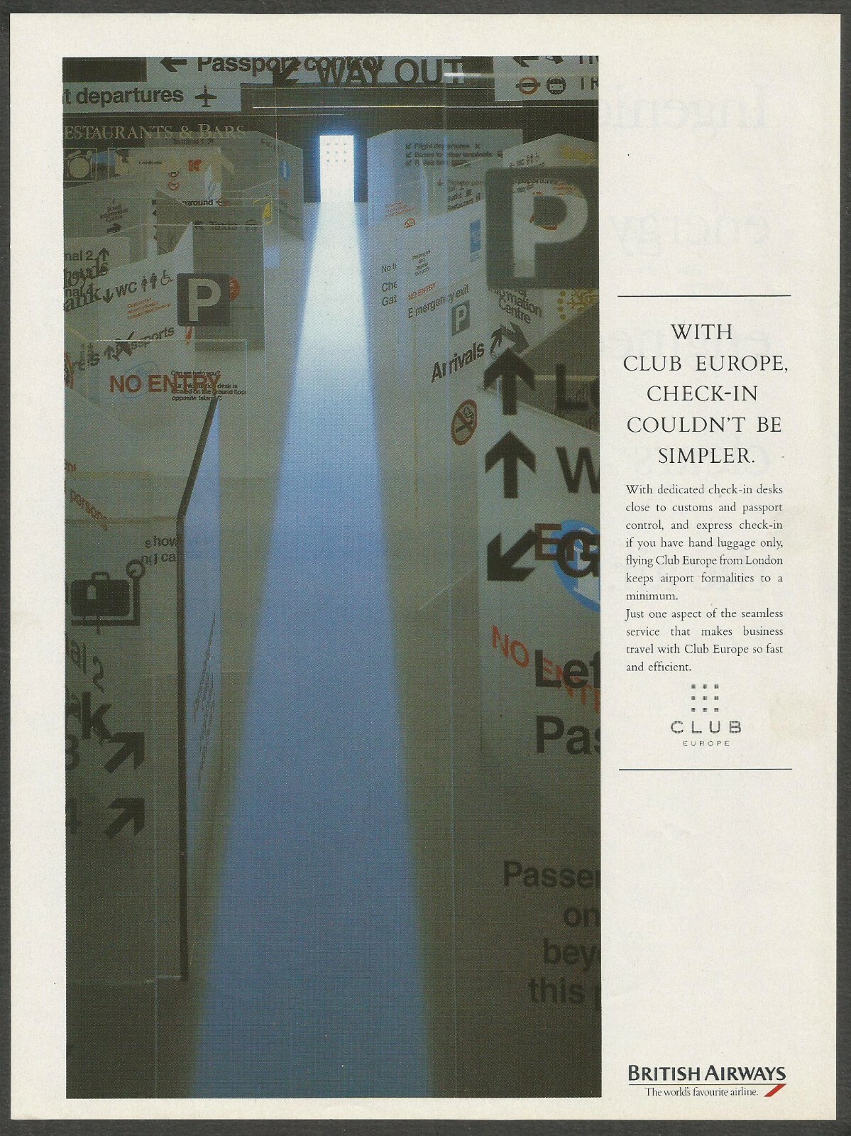 BRITISH AIRWAYS Club Europe 1989 Vintage Print Ad eBay