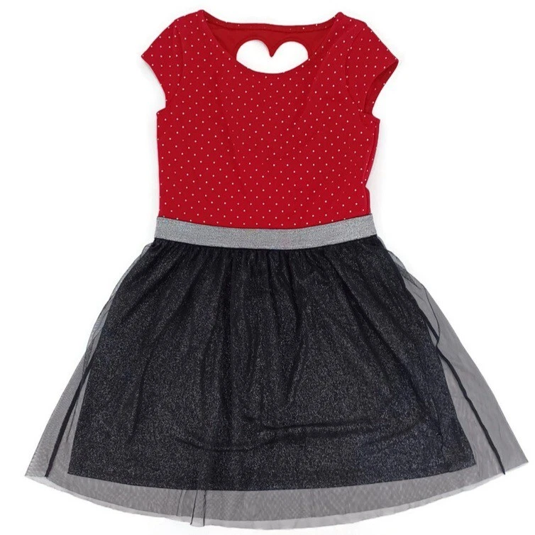 Vestido Sally Miller Meninas Tamanho G 10/12 Vermelho Feriado Coração Recorte Brilhante Fit & Flare - Imagem 2 de 4