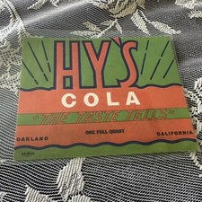 Hy's Soda Beverage Unused Paper Label Quart Vintage