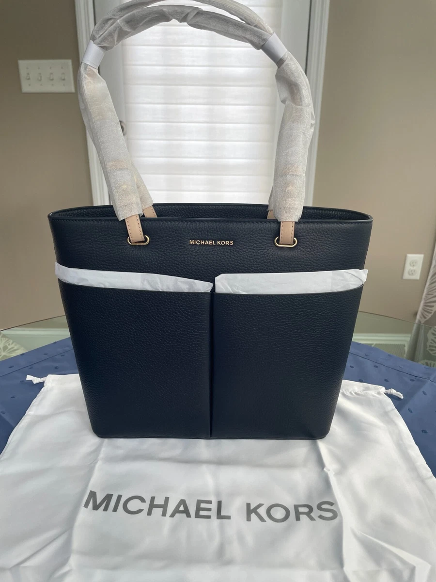 MICHAEL KORS NWT Bedford Navy Blue Tote Pebbled Leather Medium eBay