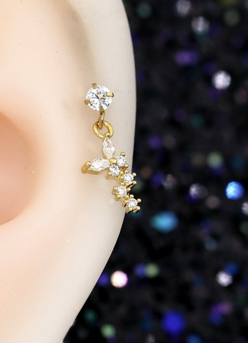 Gem Crystal Ear Cartilage Helix Ring Bar Stud Ear Cuff Climber Piercing Earring - Picture 142 of 268