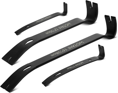 4-PC Flat Pry Bar Set 15'' 12'' 7'' 5.25'' Heavy Duty Nail Puller Utility Claw Steel