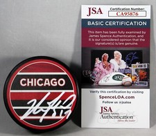 NICK FOLIGNO SIGNED CHICAGO BLACKHAWKS REVERSE RETRO PUCK AUTOGRAPHED +JSA COA