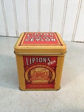 Vintage Lipton Tea Tin Can ~ ~ Advertising General Store 4in tall Free Shipping