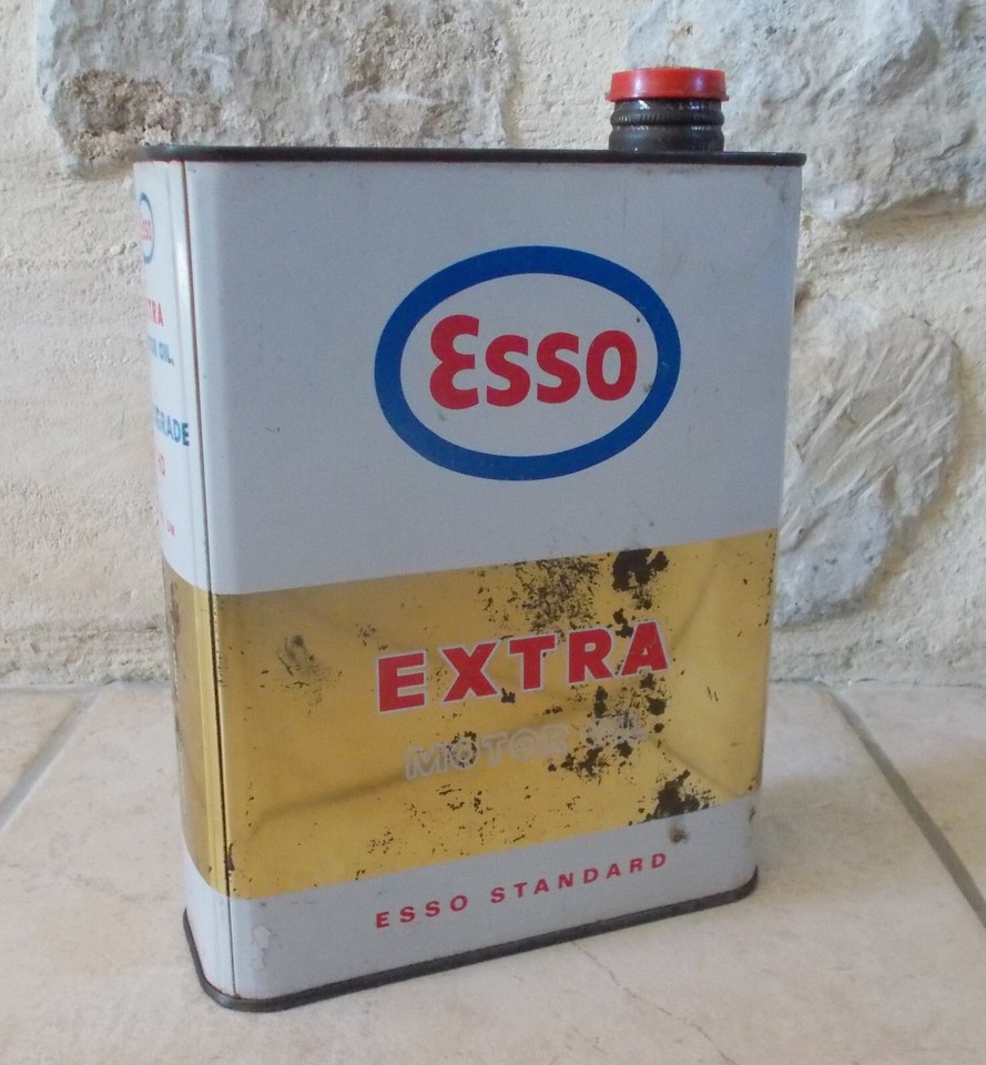 Vintage ESSO EXTRA Motor Oil can auto old vintage France petroleum