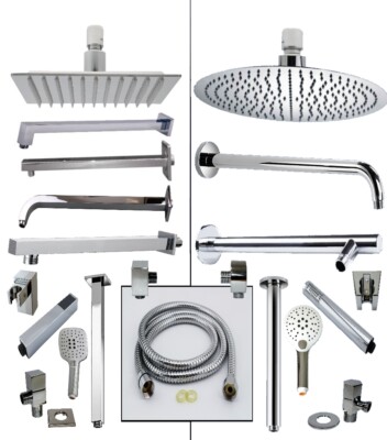 Duscharmatur Set Mattschwarz – Mit Handbrause, Deckenhalterung & 10" Regenduschkopf