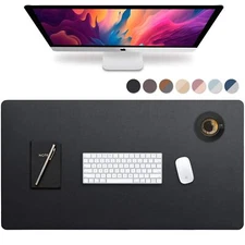Leather Desk Mat Large 44" x 22" Desk Protector Mat PU Leather Desk Pad Large...