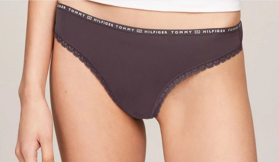Ropa Interior Mujer Tommy Hilfiger Tanga Paquete de 3 Encaje Nuevo Suave Elastizado XS-XL Foto 3 de 4