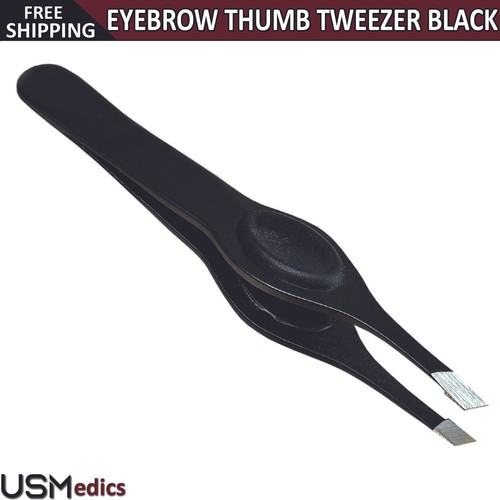 Eyebrow Hair Removal Tweezer Black Slant Tip Thumb Grip Facial Nose Hair Removal - Picture 6 of 6