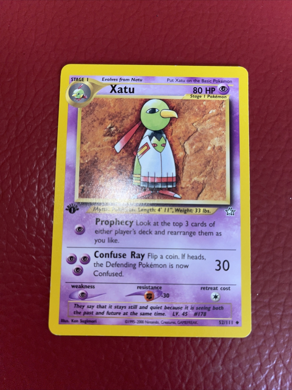 Pokemon Neo Genesis Non Holo Xatu 52/111 1st Edition NEAR MINT Condition