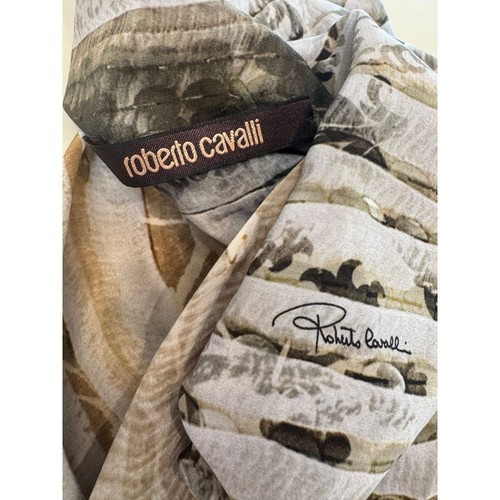 Roberto Cavalli Belt Ruched Animal Print 100% Silk Designer Luxury Waist 32 in.