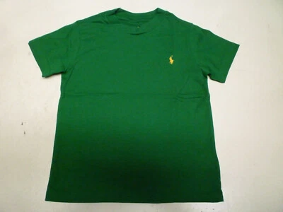 Polo Ralph Lauren Babys Cotton T Shirt Top Dark Green Yellow Pony Crew Neck New