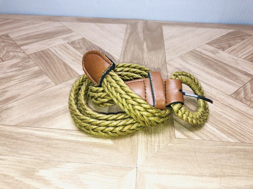 Woven Belt Tan and Green Kid’s Child Accent Adjustable Buckle Size S Dress 33” - Picture 2 of 11