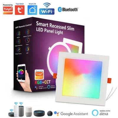 TUYA PANNELLO LED QUADRATO DA INCASSO RGB+CCT SMART WIFI E BLUET Tuya Faretto a Led Quadrato Smart WiFi e Bluetooth da Incasso a Soffitto RGB+CCT
