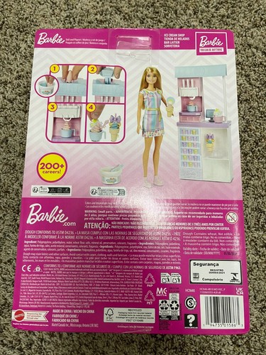 Barbie Ice Cream Shop Playset with Blonde Doll, Ice Cream Machine New - Picture 3 of 6