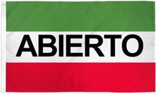 Abierto 3x5ft Poly Flag We're Open Banner Sign Bandera Welcome Open Abierto Flag
