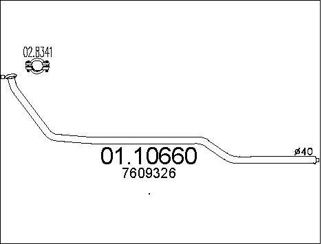 Tuyau d'échappement pour Fiat Panda 750 et 900 de rechange standard en acier aluminisé