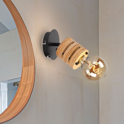 Lampada Luce da Parete di Legno Spot Sala Pranzo MDF Braun E27 Orientabile