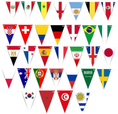 Premium Qualität Flaggen der Welt Stoff Party Dreieck Wimpel Banner