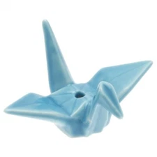 Japanese Ceramic Turquoise Blue Origami Crane Incense Stick Holder Made in Japan