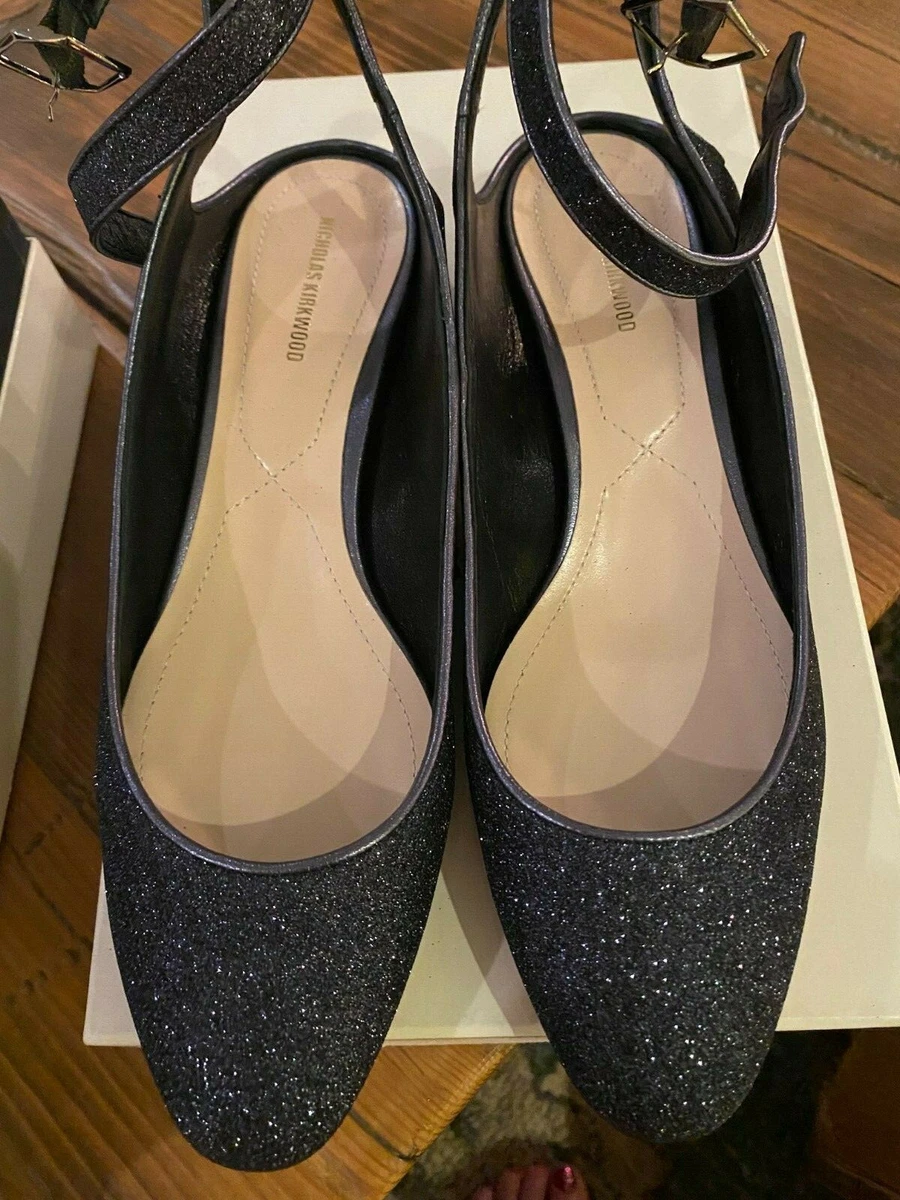 Nicholas Kirkwood, navy glitter flats, gray pearl heels, size EU 40,  beautiful!