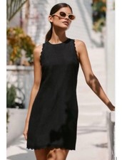 Anthropologie Women's Backless Bow Scalloped Dress Black XS