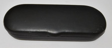 Black Hard Shell Eyeglass Case Clamshell Metal Hinge Tan Velvet Lining Glasses