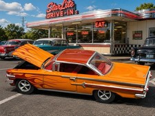 Restomod 1960 60 Chevy Impala Orange With Flames Opening Hood 164 Scale