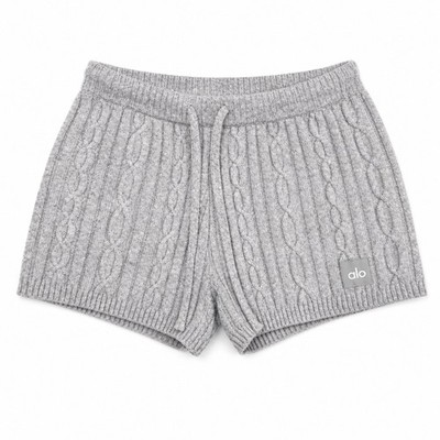 Alo Yoga Cable Knit Winter Bliss Shorts Heather Gray Size Small