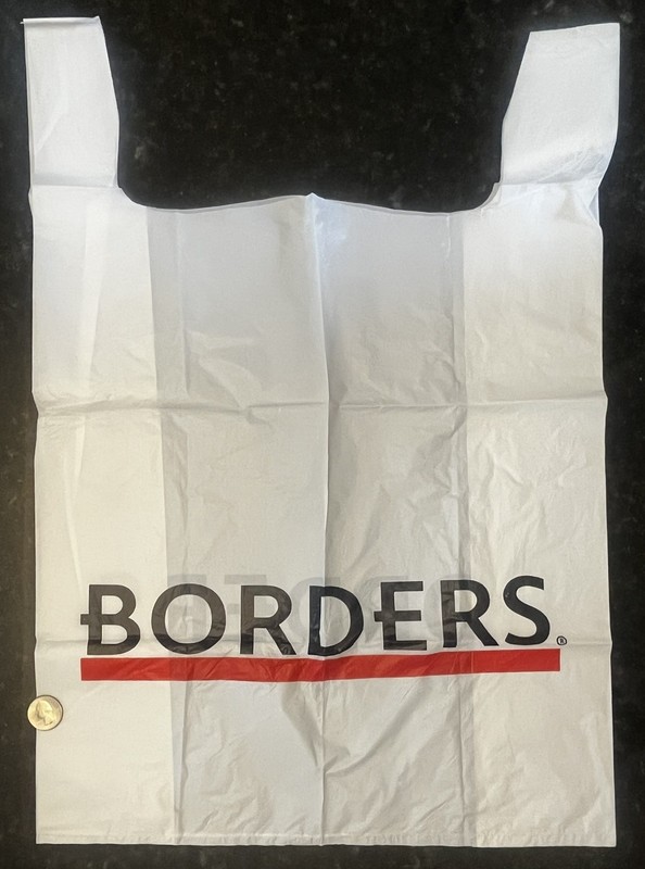 Borders Books and Music plastic shopping bag defunct store bygone retro retail!