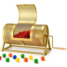 Raffle Drum, Thickened Metal Raffle Ticket Spinner Box with Sealing Tape, Sil...