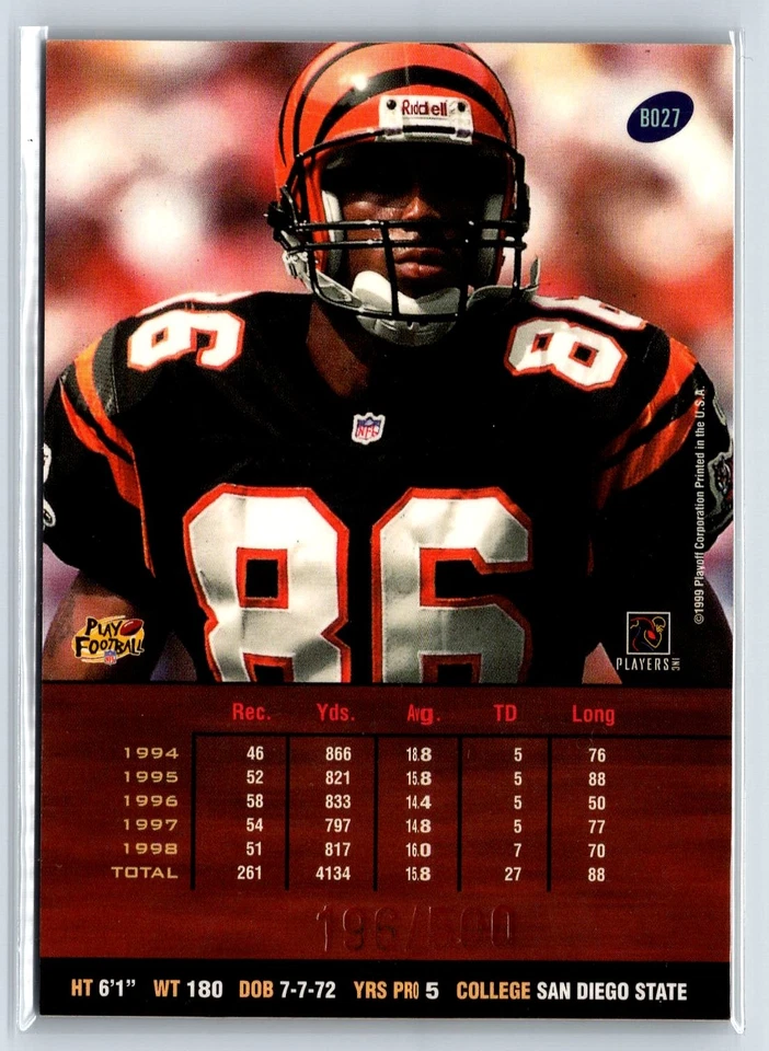 1999 Playoff Prestige SSD Spectrum Green #B027 Darnay Scott Bengals /500 - Image 2 of 2