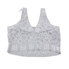 Aerie Womens Bralette Gray Floral Wireless V-...