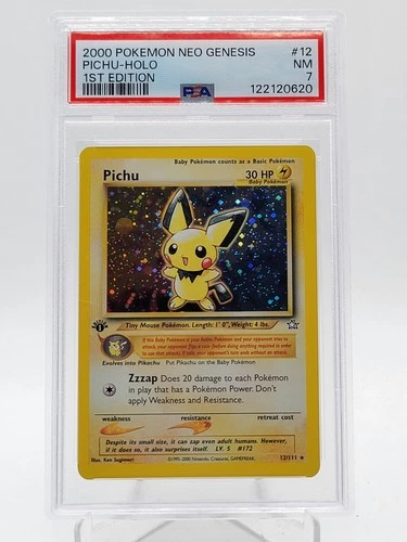 PICHU 2000 POKEMON NEO GENESIS 1ST EDITION HOLO #12 PSA 7 Q3963