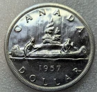 1957 Silver Dollar Canada Mint State cdn. Queen Elizabeth II #129.