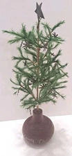 Antique Christmas Feather Tree Wood Base Primitive Wood Star Ornaments 14" 