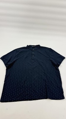 LC Waikiki Shirt Mens 4XL Navy Blue Henley Short Sleeve Dot Print Cotton