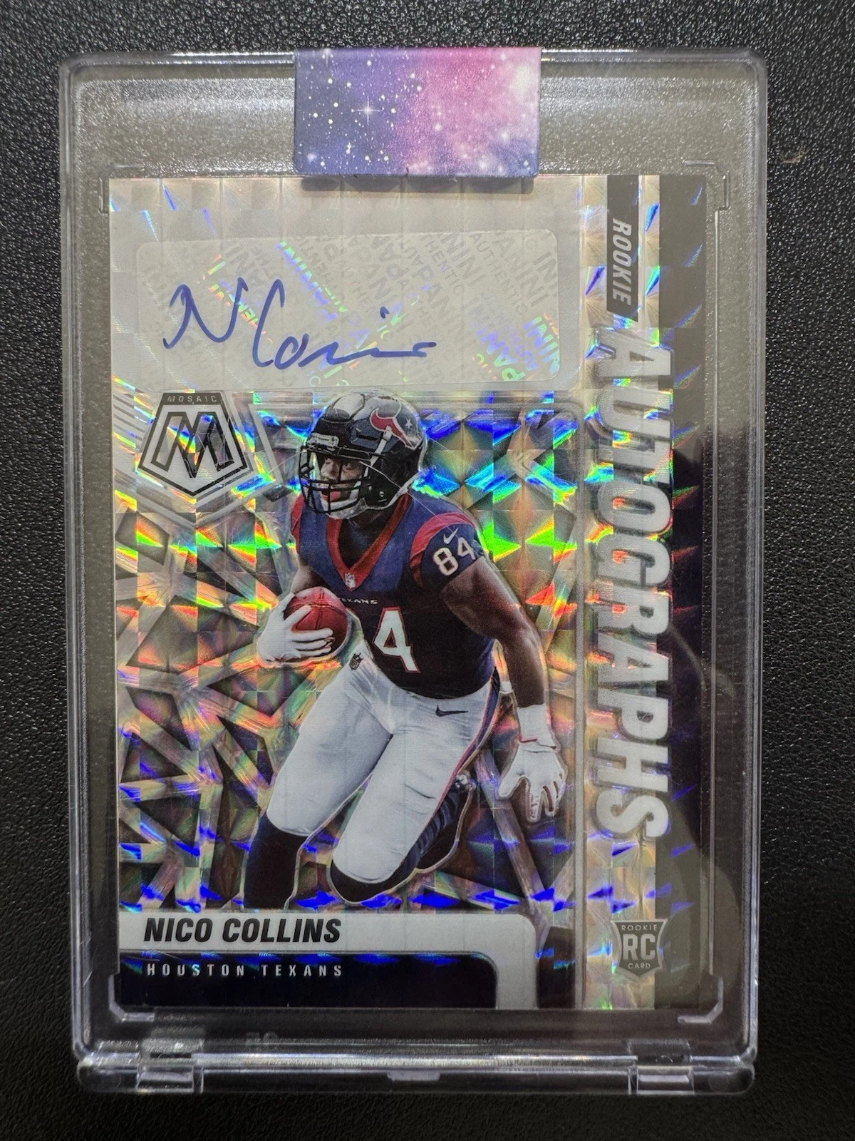 Nico Collins Panini Mosaic Rookie Autographs Mosaic #RA30 White Sparkle 1/1