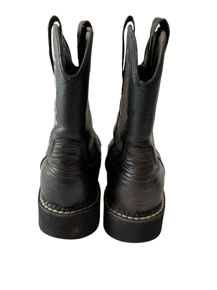 Roper Women’s Size 9 Black Leather Cowboy Boots Rhinestone Embroidered Western - Image 2 of 4